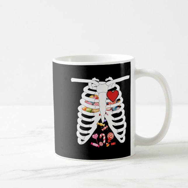 Skeleton Rib Cage X-ray Candy Funny Halloween Coffee Mug (Right)