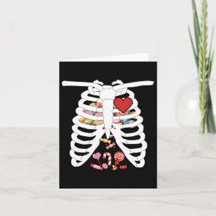 Skeleton Rib Cage X-ray Candy Funny Halloween Cost Card