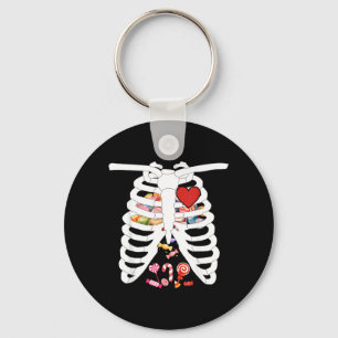 Skeleton Rib Cage X-ray Candy Funny Halloween Keychain