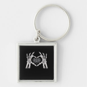 Skeleton Ribs Hand Heart Sign Keychain