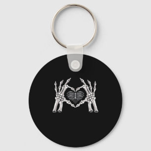 Skeleton Ribs Hand Heart Sign Keychain