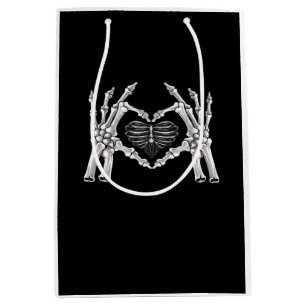 Skeleton Ribs Hand Heart Sign Medium Gift Bag