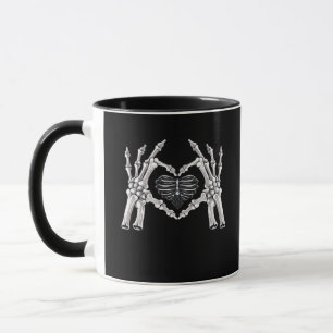 Skeleton Ribs Hand Heart Sign Mug