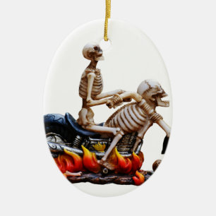 Skeleton Rider Ceramic Ornament