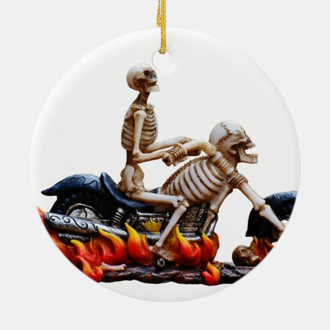 Skeleton Rider Ceramic Ornament (Back)