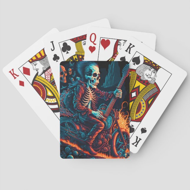 Skeleton Riding a Motorcycle Playing Cards (Back)