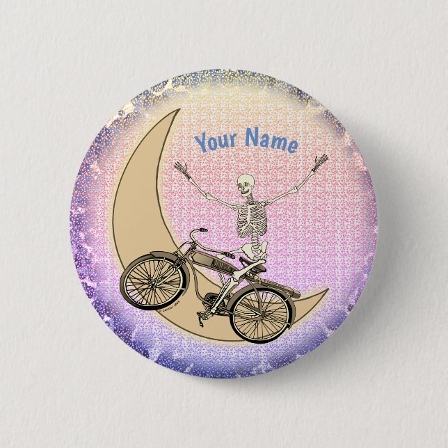 Skeleton riding bicycle pin (Front)