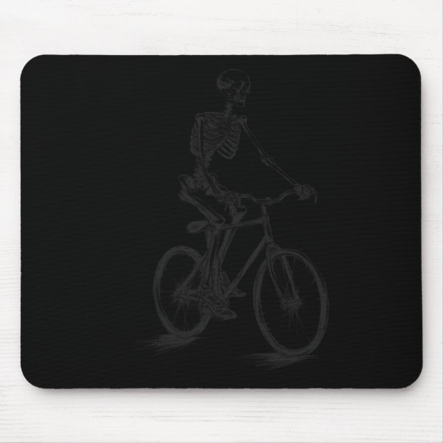 Skeleton Riding Bicycle Scary Halloween Skeleton B Mouse Pad (Front)