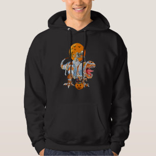 skeleton riding dinosaur Halloween pumpkin 1 Hoodie