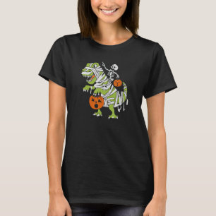 Skeleton Riding Dinosaur  Quote Pumpkin Halloween T-Shirt