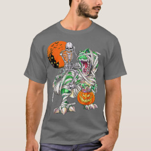 Skeleton Riding Dinosaur T Re Mummy Halloween Pump T-Shirt