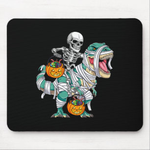Skeleton Riding Dinosaur T Rex Fun Kids Boys Hallo Mouse Pad