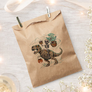 Skeleton Riding Dinosaur T rex Halloween Pumpkin Favour Bag