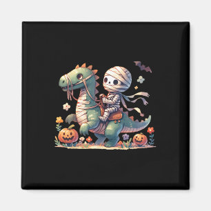 Skeleton Riding Dragon Halloween Pumpkin Theme Kid Magnet