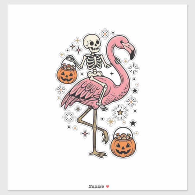 Skeleton Riding Flamingo Halloween Candy Shirt_1 (Sheet)