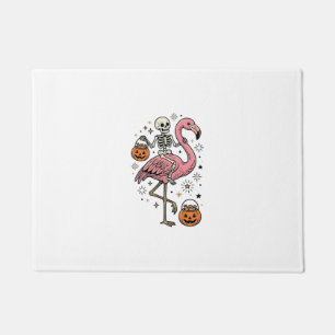 Skeleton Riding Flamingo Halloween Candy Shirt_1 Doormat