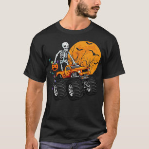 Skeleton Riding Monster Truck Halloween Costume Ma T-Shirt