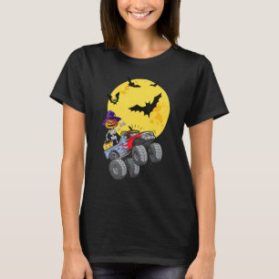 Skeleton Riding Monster Truck Halloween Kids Boys  T-Shirt