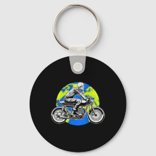 Skeleton Riding Motorcycle Earth Day Cool Save The Keychain