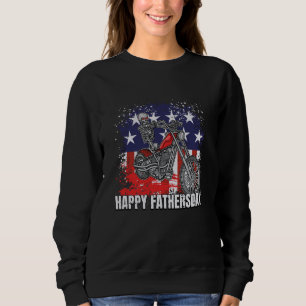 Skeleton Riding Motorcycle Happy Fathers Day Funny Sweatshirt