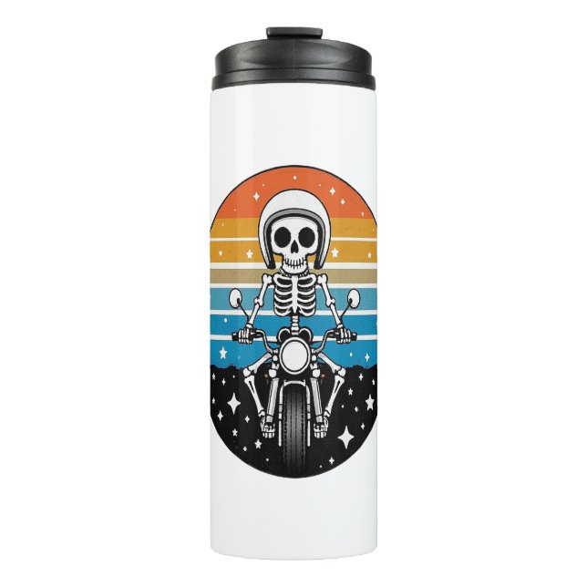 Skeleton Riding Motorcycle Thermal Tumbler (Front)