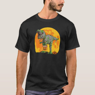 Skeleton Riding Mummy Dinosaur Rex Halloween  Pump T-Shirt
