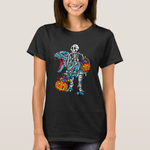 Skeleton Riding Mummy Dinosaur Rex Halloween  Pump T-Shirt