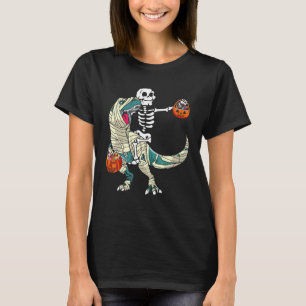 Skeleton Riding Mummy Dinosaur rex Halloween  Pump T-Shirt