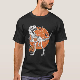 Skeleton Riding Mummy Dinosaur rex Halloween  Pump T-Shirt