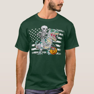 Skeleton Riding Mummy Dinosaur T re Halloween Kids T-Shirt