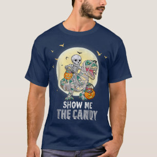 Skeleton Riding Mummy Dinosaur T re Halloween pump T-Shirt