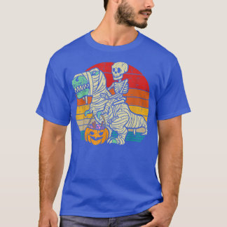 Skeleton Riding Mummy Dinosaur T re Retro Hallowee T-Shirt