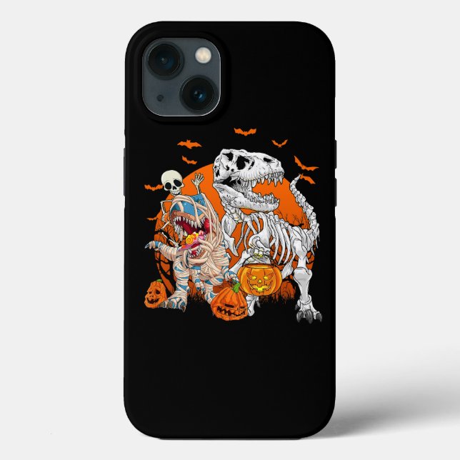Skeleton Riding Mummy Dinosaur T rex Halloween Fun Case-Mate iPhone Case (Back)