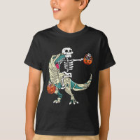 Skeleton Riding Mummy Dinosaur T Rex Halloween Fun