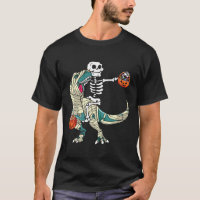 Skeleton Riding Mummy Dinosaur T Rex Halloween Fun