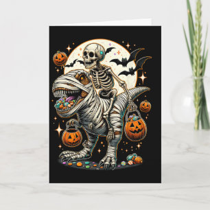 Skeleton Riding Mummy Dinosaur T Rex Kids Boys Men Card