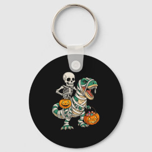 Skeleton Riding Mummy Dinosaur T Rex Kids Boys Men Keychain