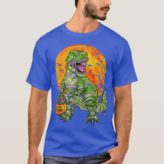 Skeleton Riding Mummy Dinosaur T Rex Pumpkin Funny T-Shirt