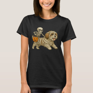 Skeleton Riding Mummy Havanese Dog Halloween Funny T-Shirt