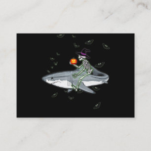 Skeleton Riding Shark - Funny Halloween Shark Gift Business Card
