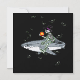 Skeleton Riding Shark - Funny Halloween Shark Gift Invitation