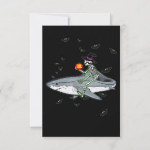 Skeleton Riding Shark - Funny Halloween Shark Gift Invitation