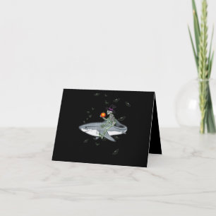 Skeleton Riding Shark - Funny Halloween Shark Gift Thank You Card