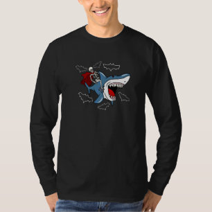Skeleton Riding Shark Halloween Costume Kids Boys T-Shirt