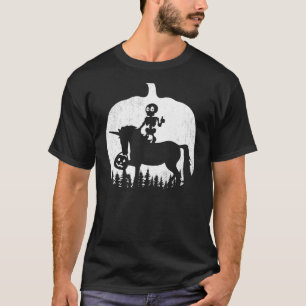 Skeleton Riding Unicorn Halloween Costume Women Gi T-Shirt