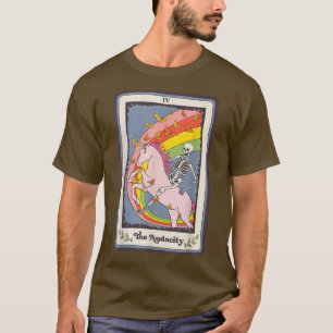 Skeleton Riding Unicorn The Audacity Mystical Taro T-Shirt
