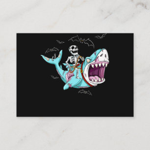 Skeleton Riding Zombie Shark Funny Halloween Gift Business Card