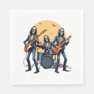 Skeleton Rock Band � Funny Halloween Shirt Napkin
