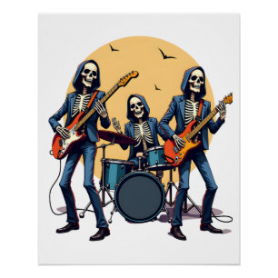 Skeleton Rock Band � Funny Halloween Shirt Poster