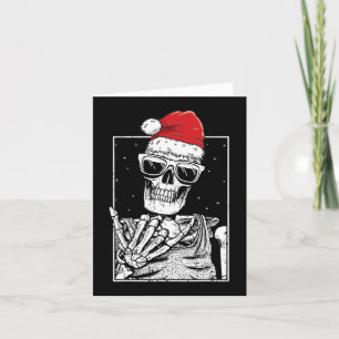 Skeleton Rock Hand Halloween Christmas Rock Music Card